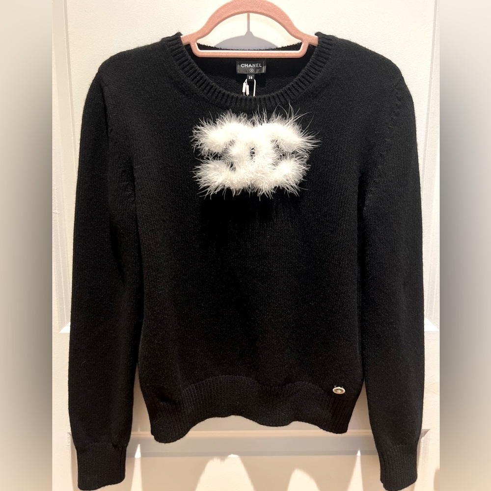 Chanel Black and White Logo Pullover